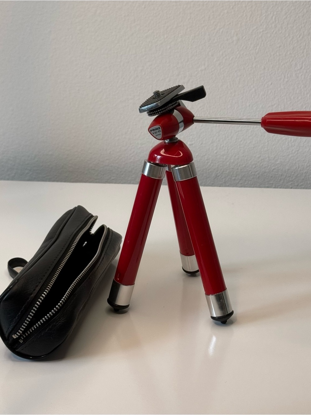 Vintage Prinz 430-85 Mini Tripod Red Japan Camera Tripod With Case